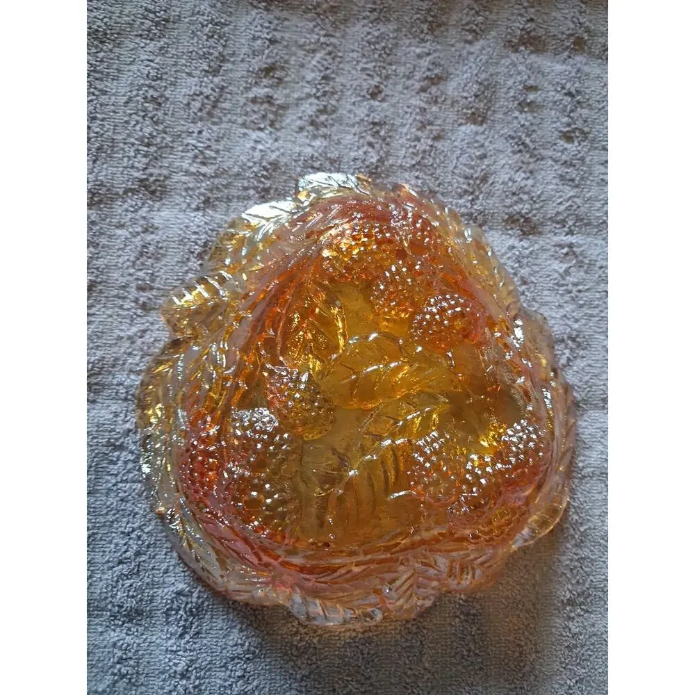 Carnival Glass Bowl Loganberry & Leaf by Indiana Glass Co. 7.25